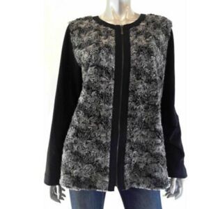 Alfred Dunner Zipped Gray Swirl Size 18 Jacket P-P 22 L-27